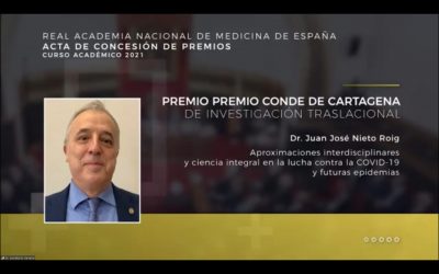 Juan José Nieto Roig recibe o Premio Conde de Cartagena de investigación traslacional da Real Academia Nacional de Medicina de España